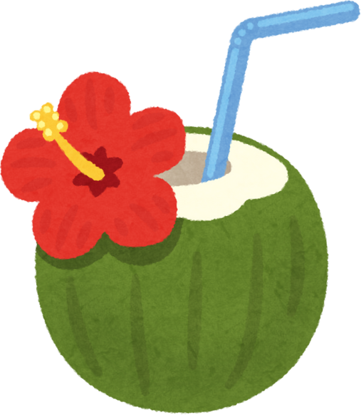 Illustration of Coconut Drink with Hibiscus Flower